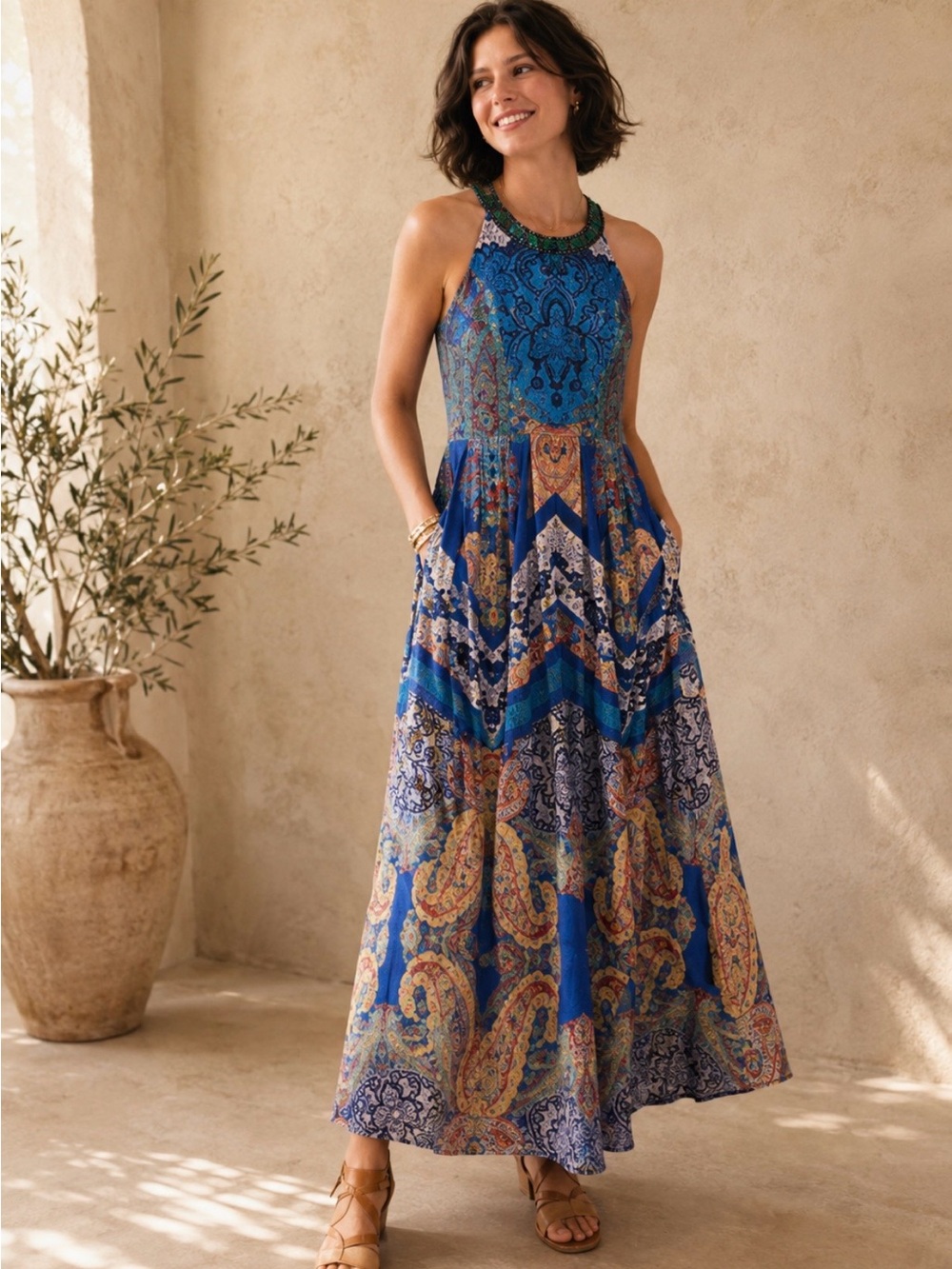 Anthropologie colorful maxi dress